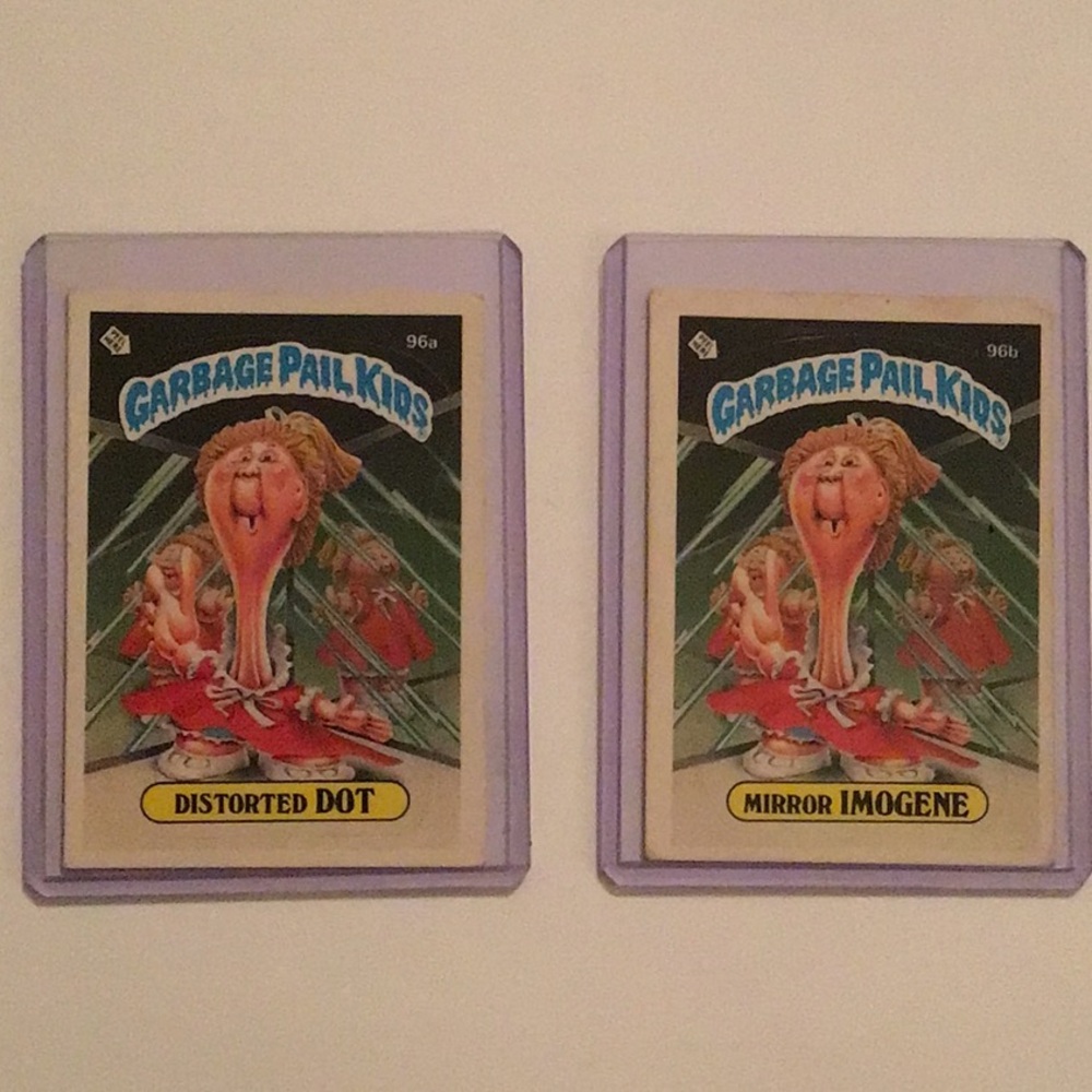 1986 Garbage Pail Kids Trading Cards - Distorted Dot#96 a & Mirror Imogene 96 b